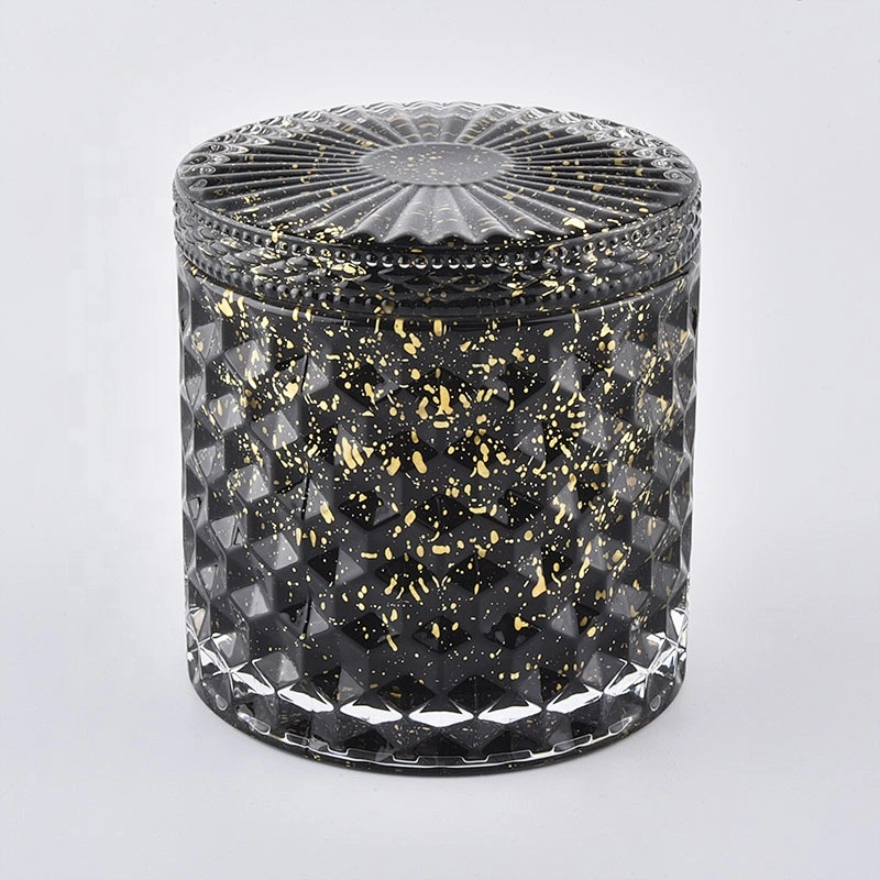 10oz 12oz 14oz Wholesales votive Luxury embossed glass candle holder with glass lid