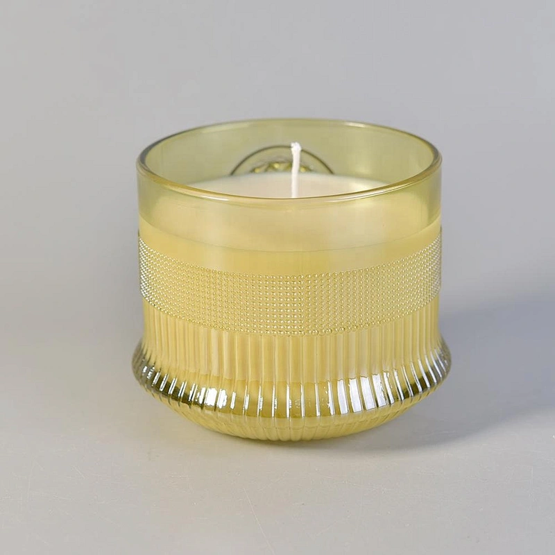 10oz Luxury custom yellow crystal candle glass jar for home decor