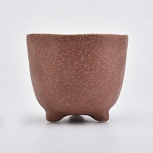unique candle vessels, gravel surface ceramic container 8 oz