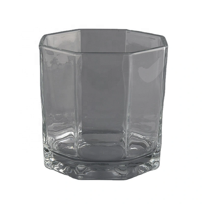 25oz big glass candle holders with hexagonal shape