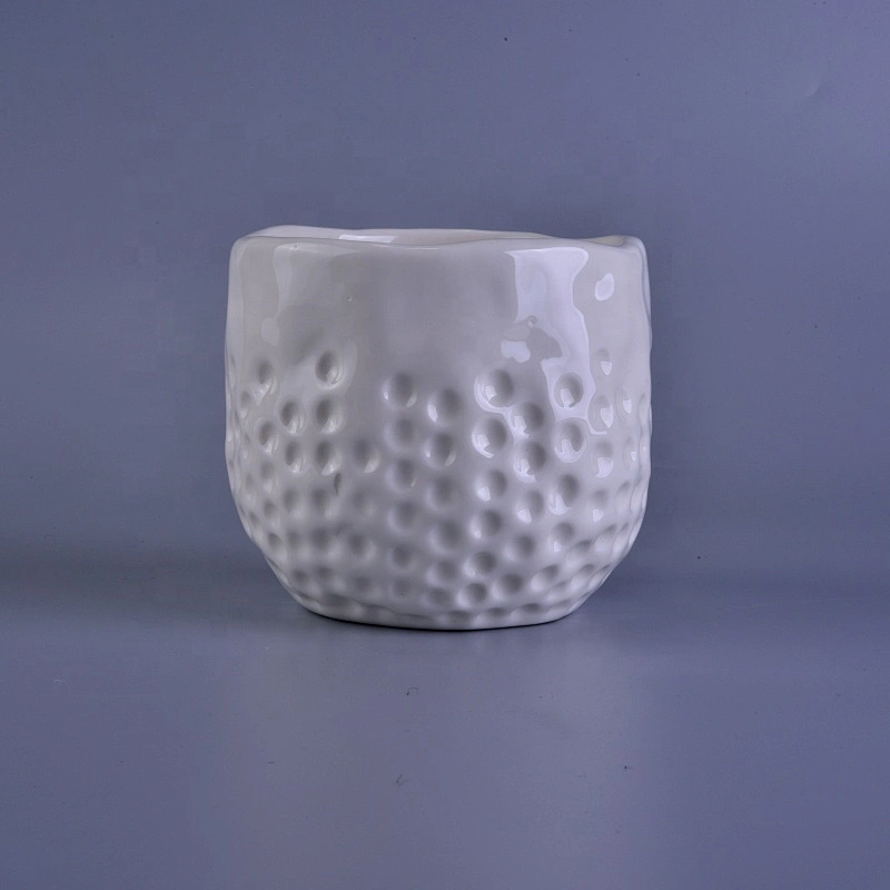 Customized decorative white ceramic candle jars 6oz 8oz 10oz