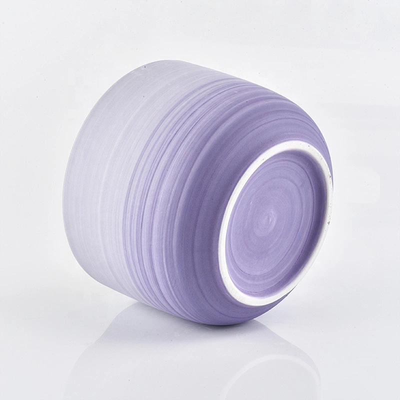 Wholesale Ceramic Candle Jar Round Bottom Lavender Purple Home Decoration