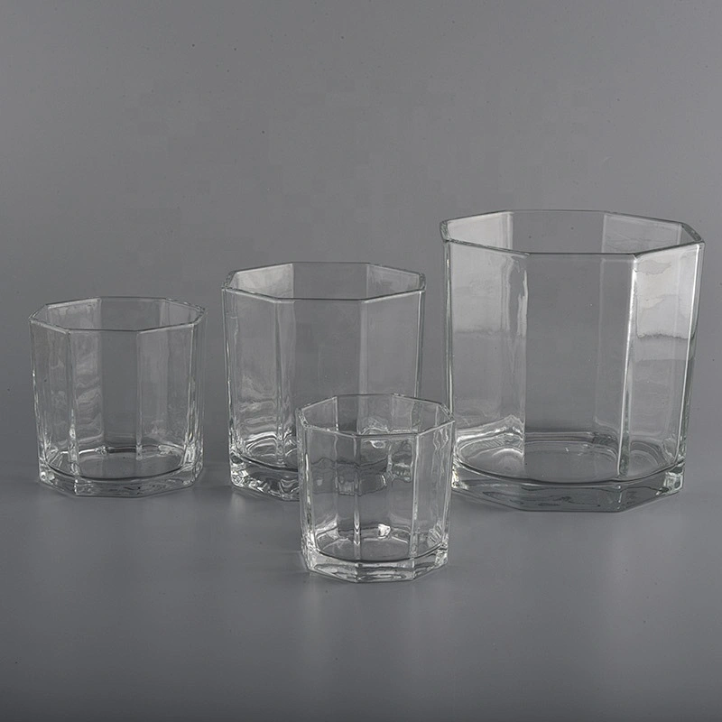 hexagonal glass candle jars with large capacity