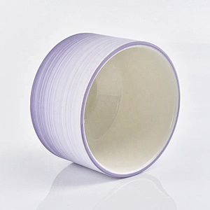 Supply Large Ceramic Candle Holders Handpainted Lavender Purple Home Decoration