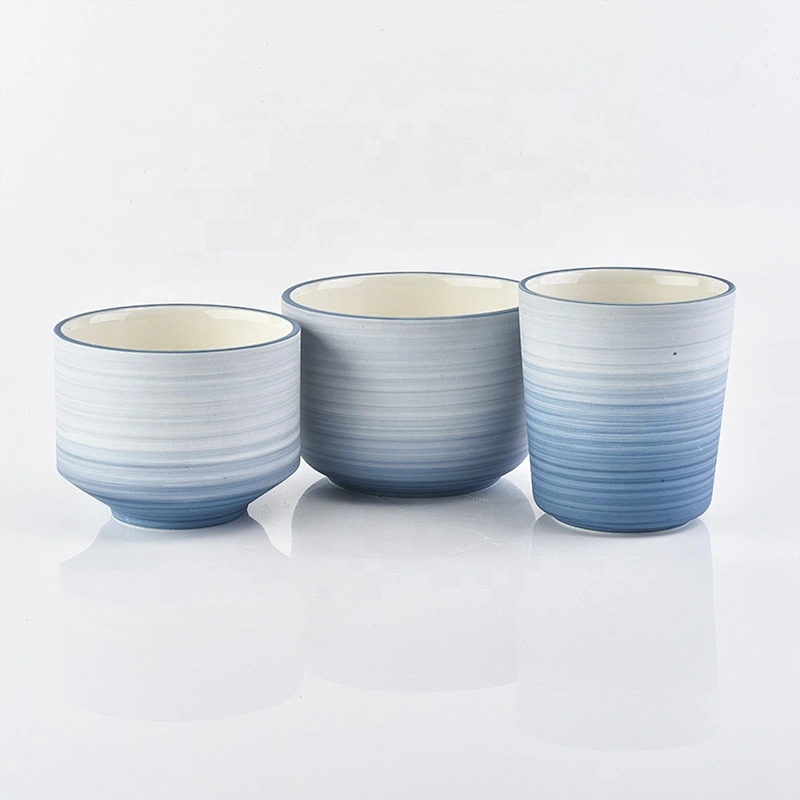 matte light blue glazed ceramic candle jars