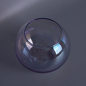 Wholesales ball iridescent transparent glass candle holders home decoration