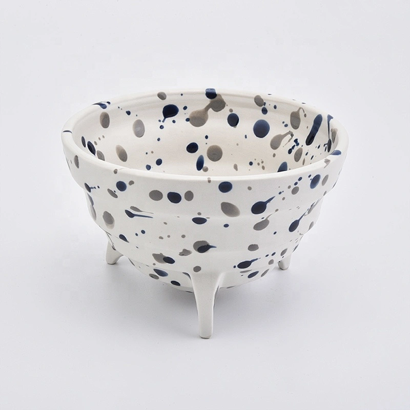 Unique handmade glazed ceramic candle vessel home decoration