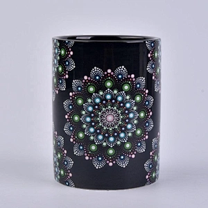 Wholesales black empty ceramic jars for luxury candle making