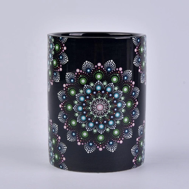 Wholesales black empty ceramic jars for luxury candle making