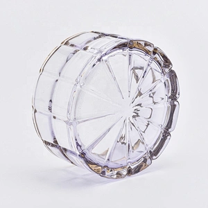 Lavender purple glass candle jars with glass lid wholesale for home decoration