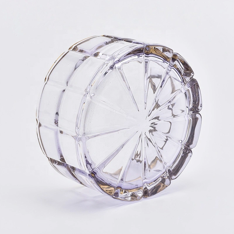 Lavender purple glass candle jars with glass lid wholesale for home decoration