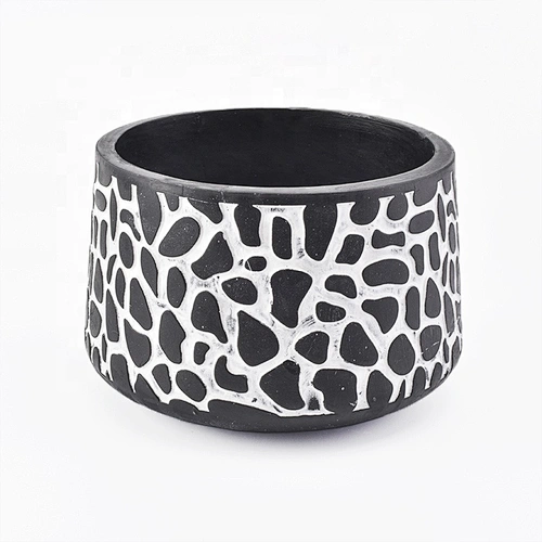 round cement black candle holder customized candle vessel home decor wholesale