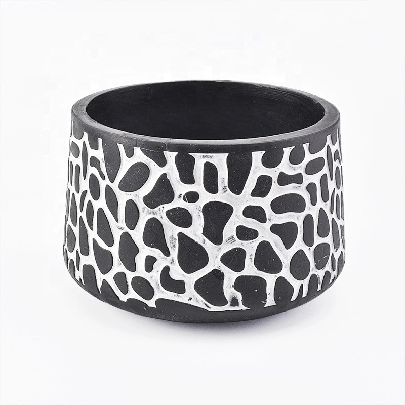 round cement black candle holder customized candle vessel home decor wholesale