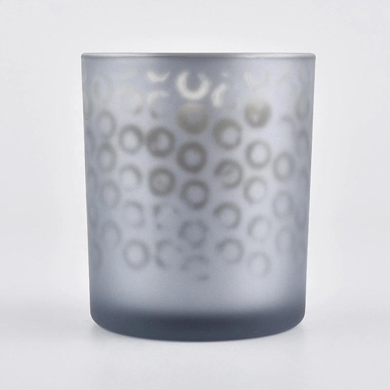 Sunny new design empty grey frosted glass candle jar holder