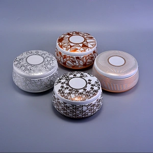 Wholesales Sunny design silver gold scented ceramic candle holder with lid