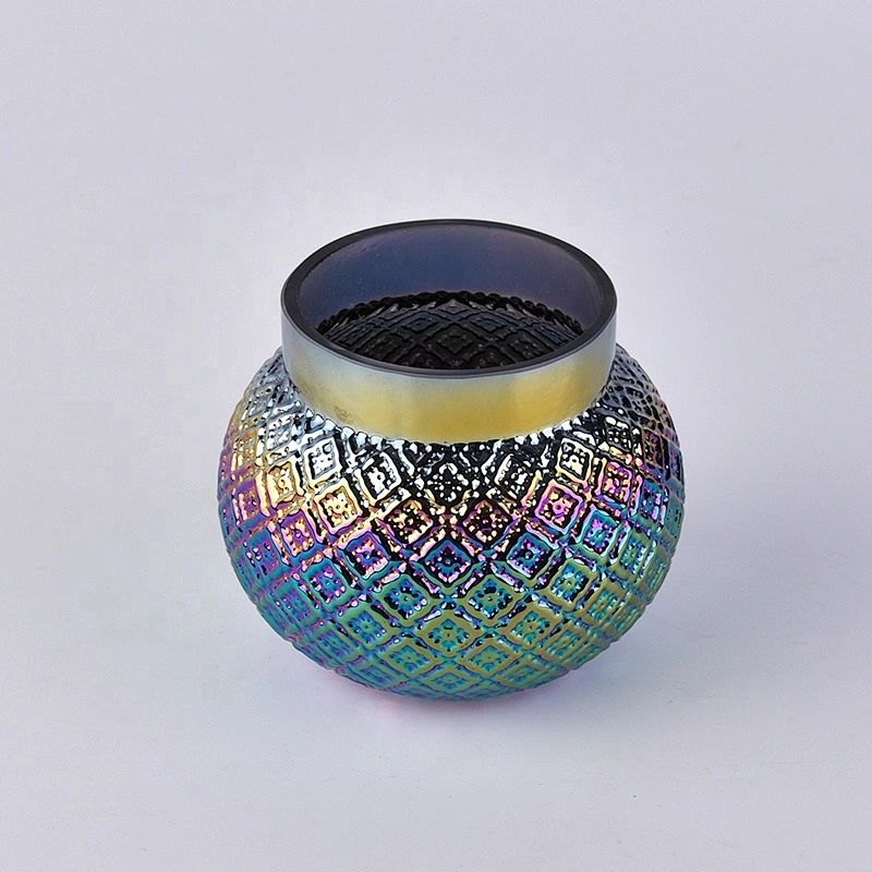 Luxury electroplating bowl candle container votive glass lid candle holder home decor factory
