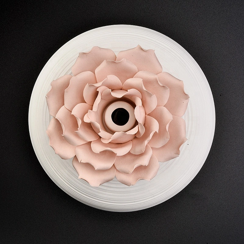 Matte handmade candle scented holder ceramic candle jar with flower home decor wholesale