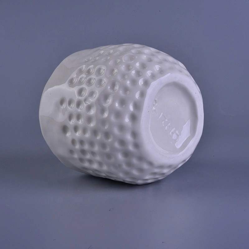 Customized decorative white ceramic candle jars 6oz 8oz 10oz