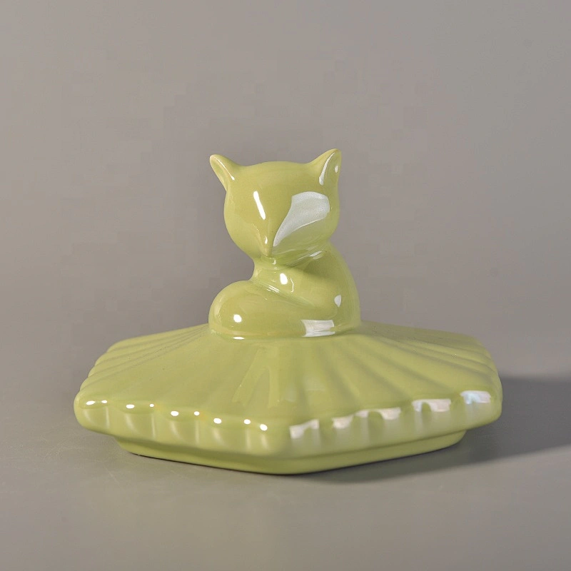 Geo glazed ceramic candle jar scented candle vessel with lid home decor