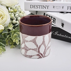 Religious cylinder glazed ceramic candle holder home decoration