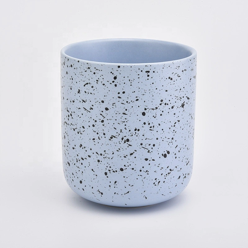 cylinder blue ceramic candle jar tealight candle holders home decoration