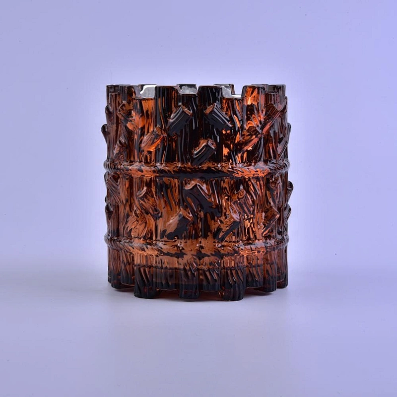 Luxury decorative empty amber tree Glass candle containers