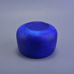 Color glaze blue ceramic candle container wholesales