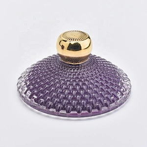 330ML Glass Candle Jar Holder with Lid  for Decor Purple