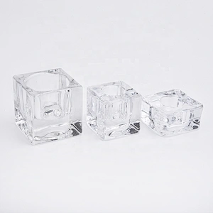 Clear crystal square tealight glass candle jars home decoration