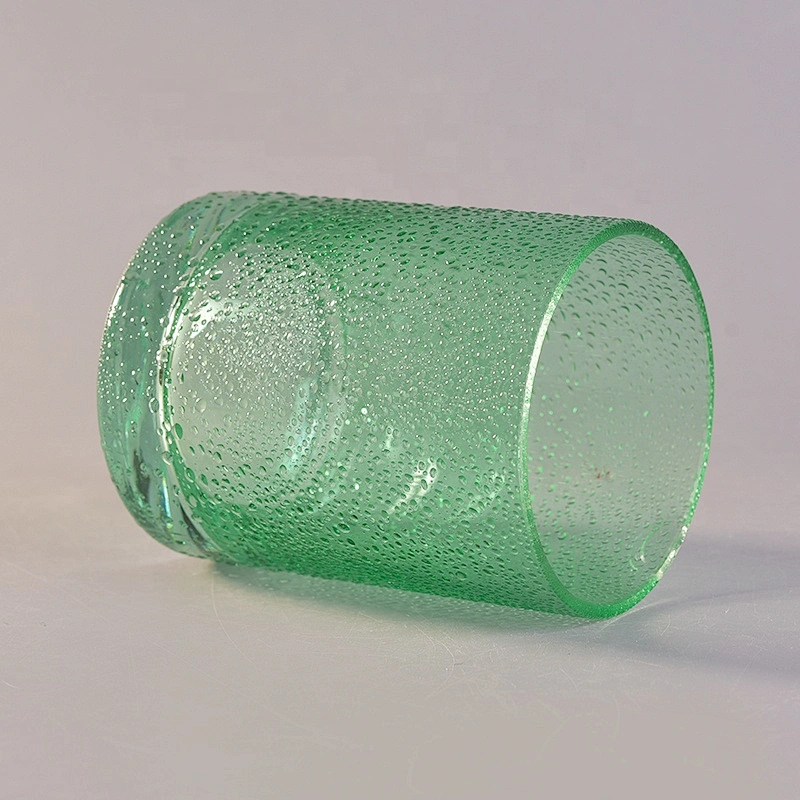 Wholesales Green Rain Drop Glass Candle Jars Thick Footed Home Decoration