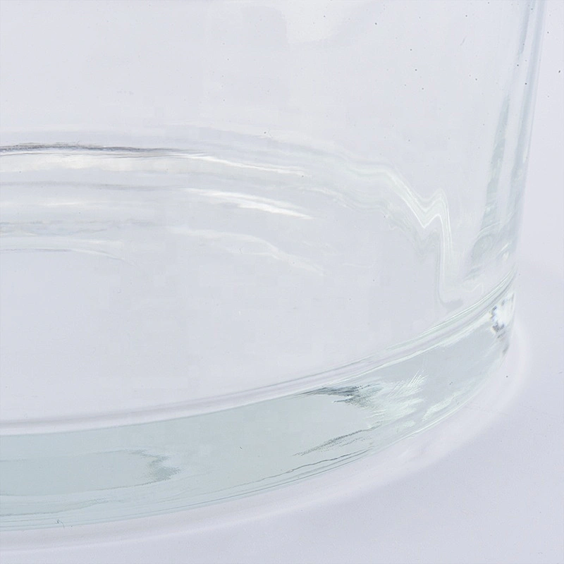 Customized wide round glass candle container home decor wholesale