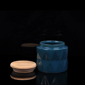 680ml Glazed Ceramic Candle Holder with Wooden Lid Wholesales
