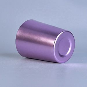 Cylinder Plating Purple Candle Jars Metal Container for Home Decoration use