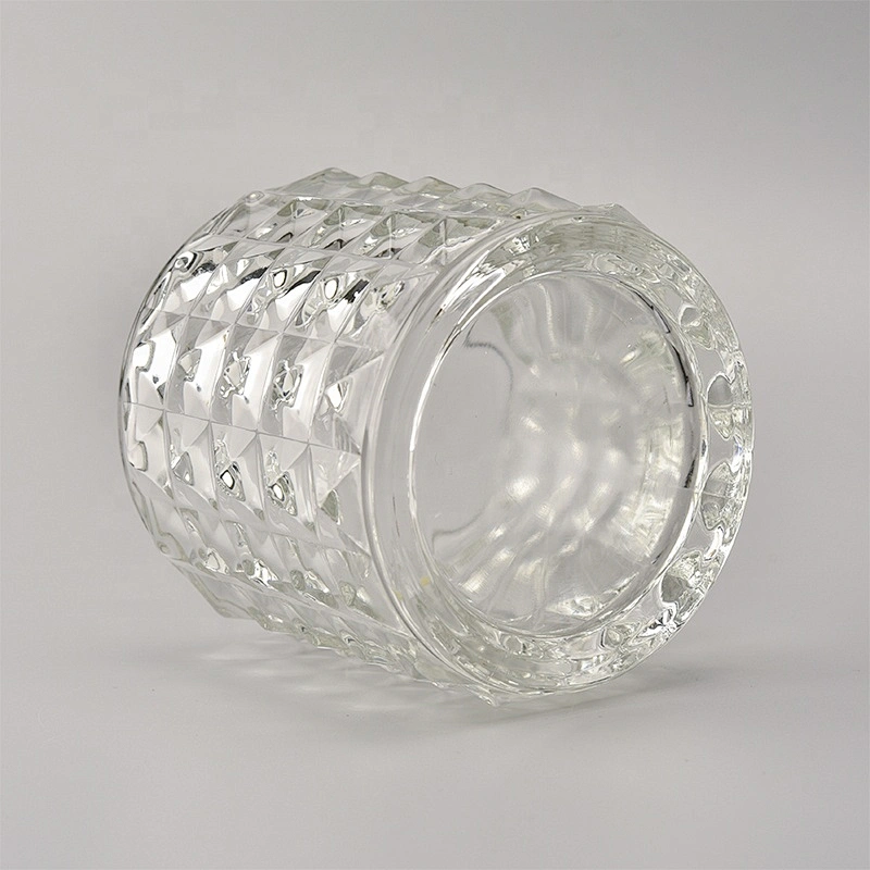Wholesale cylinder glass candle  holders embossement home decoration