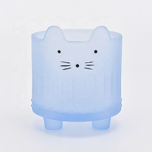 Sunny design Blue customized pig-shape standing glass candle holder
