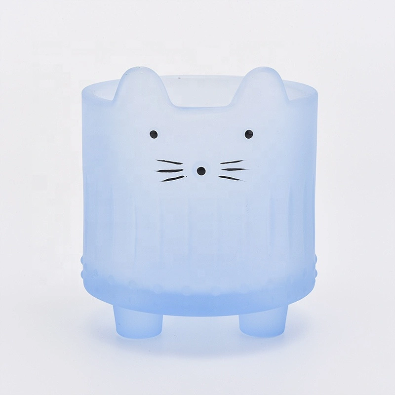 Sunny design Blue customized pig-shape standing glass candle holder