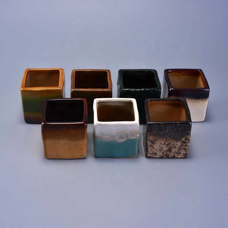 Square table ceramic candle vessel custom wholesales