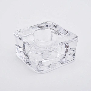 Clear crystal square tealight glass candle jars home decoration