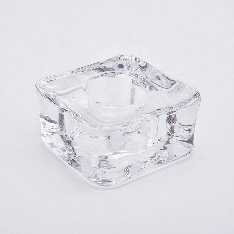 Clear crystal square tealight glass candle jars home decoration