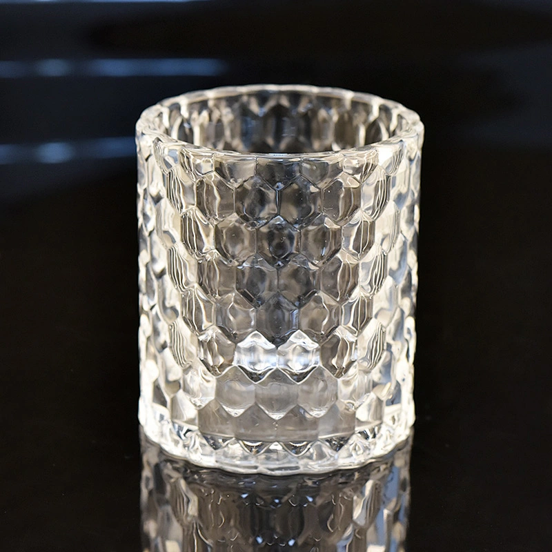 diamond pattern glass vessel luxury glass candle holder home decor