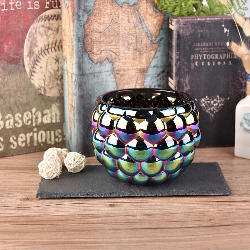 Luxury bubble pattern electroplating tea light candle container home decor suppliers