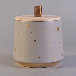 Sunny custom empty grey matte ceramic candle container with wood lid