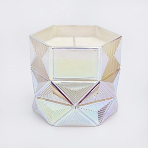 Supplier luxury Hexagon color tealight Glass candle holders