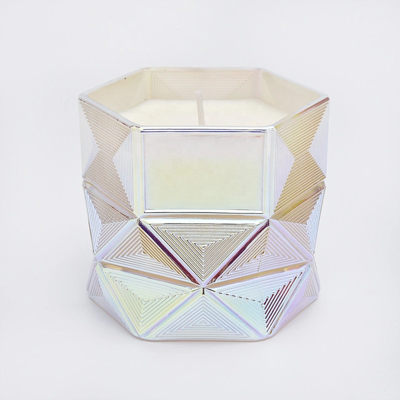 Supplier luxury Hexagon color tealight Glass candle holders
