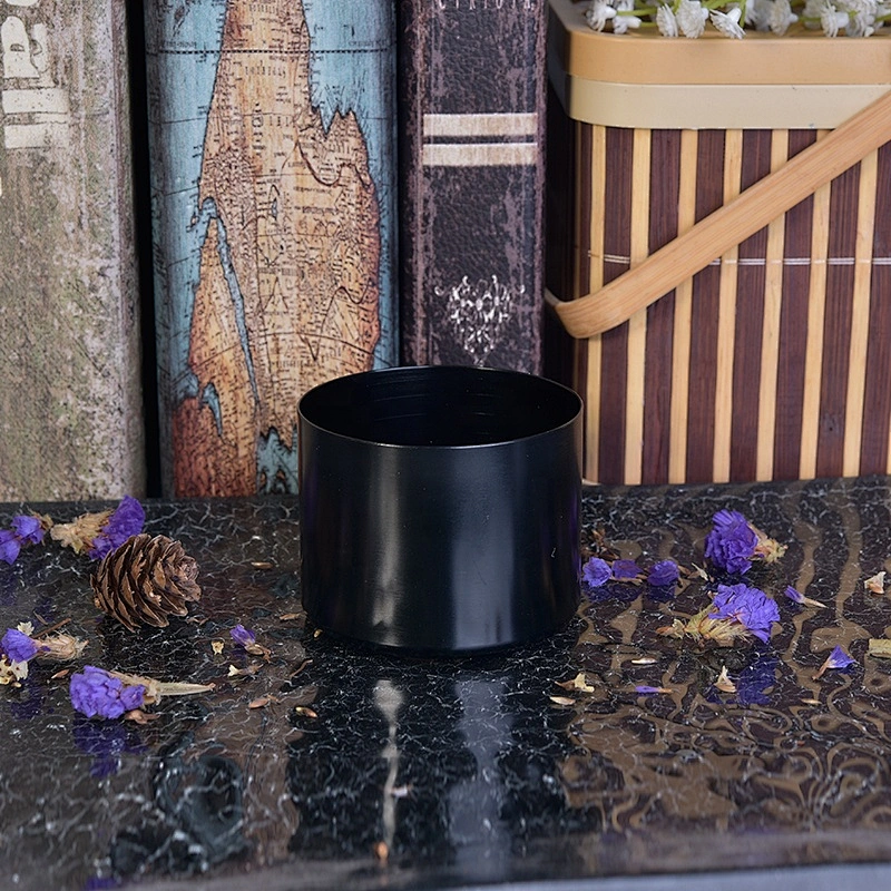 Cylinder black matte Candle Jars bowl Metal Container for home Decor Wholesales