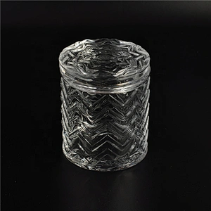 10oz Wholesales Luxury embossed glass candle holder with lids
