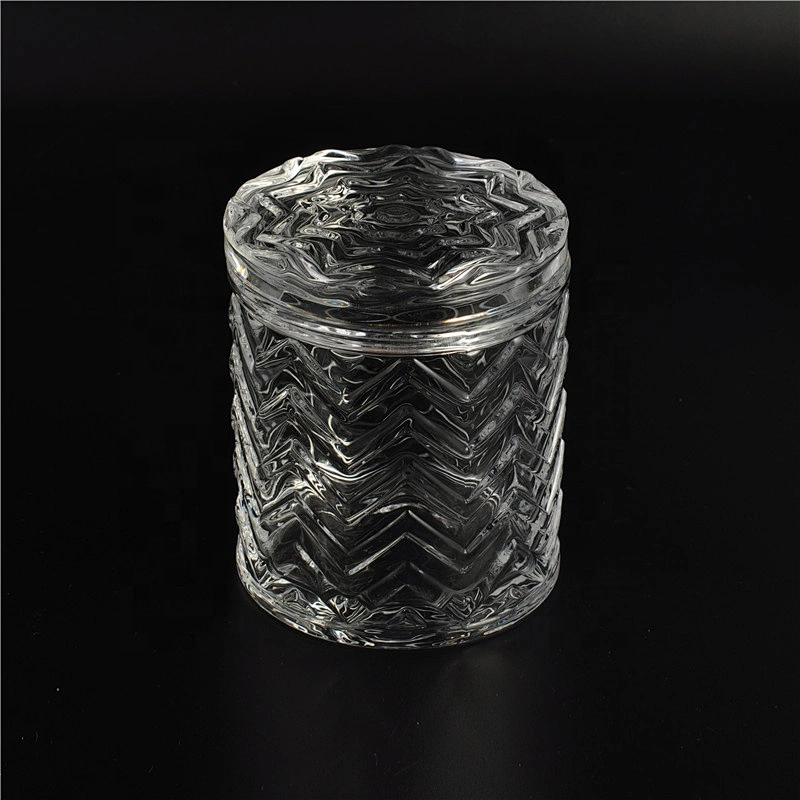 10oz Wholesales Luxury embossed glass candle holder with lids