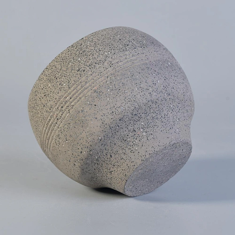 Round Empty luxury grey candle cement holder home decor
