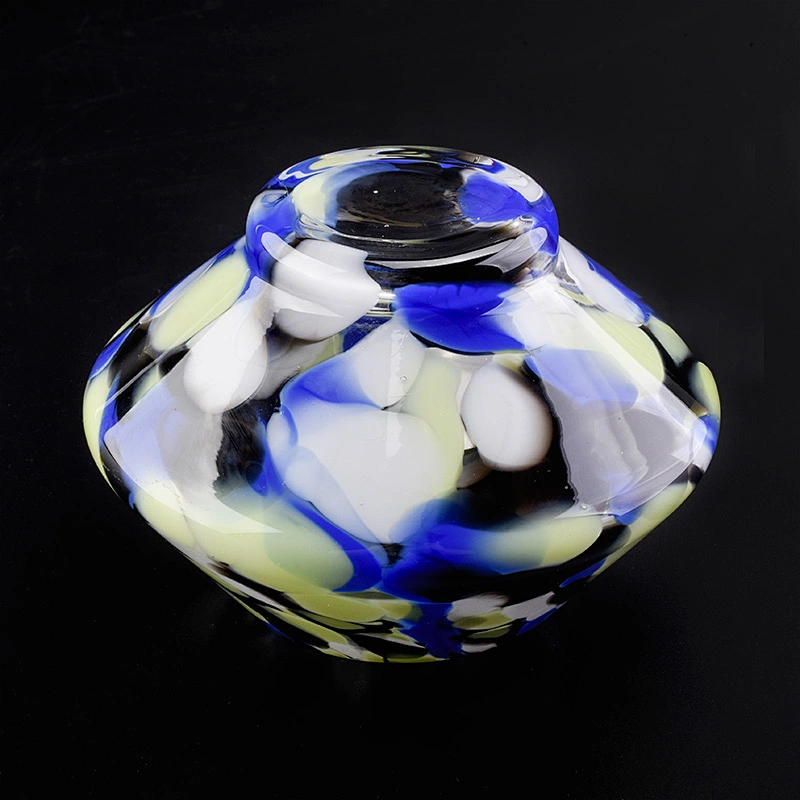 mottled glass vessel for candle making 8 oz glossy candle jar
