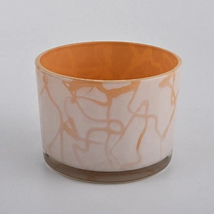 11oz glass candle holders with marble painting
